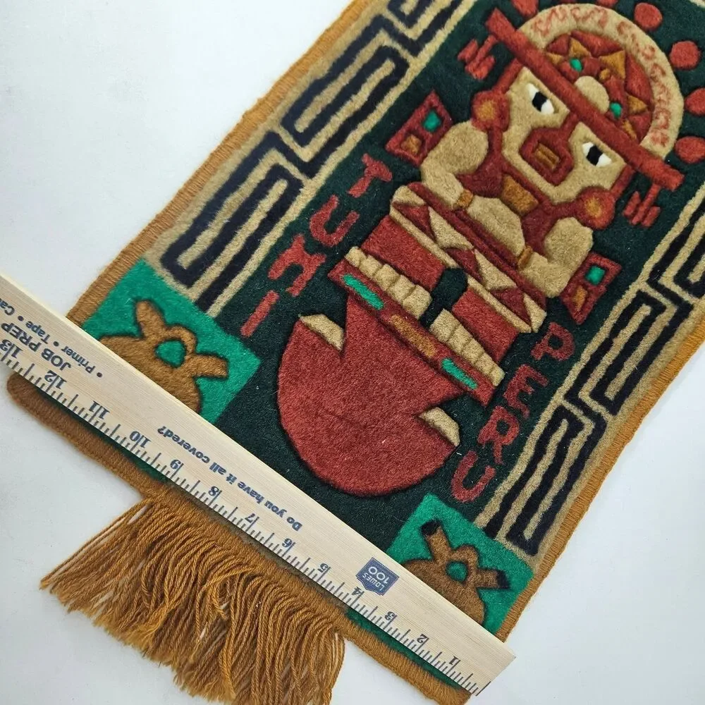 Vintage Peruvian Tumi Figure Wall Hanging Tapestry Textile Art Peru Handmade